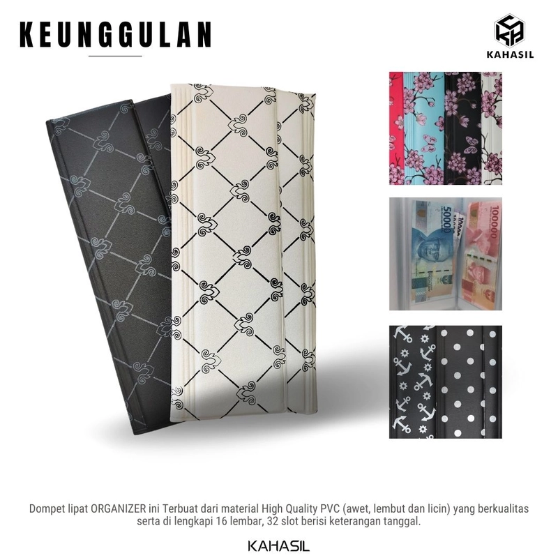 Product image KAHASIL - Dompet Wanita Wallet Organizer Pengatur Keuangan 32 Slot all variant BUNGA PUTIH